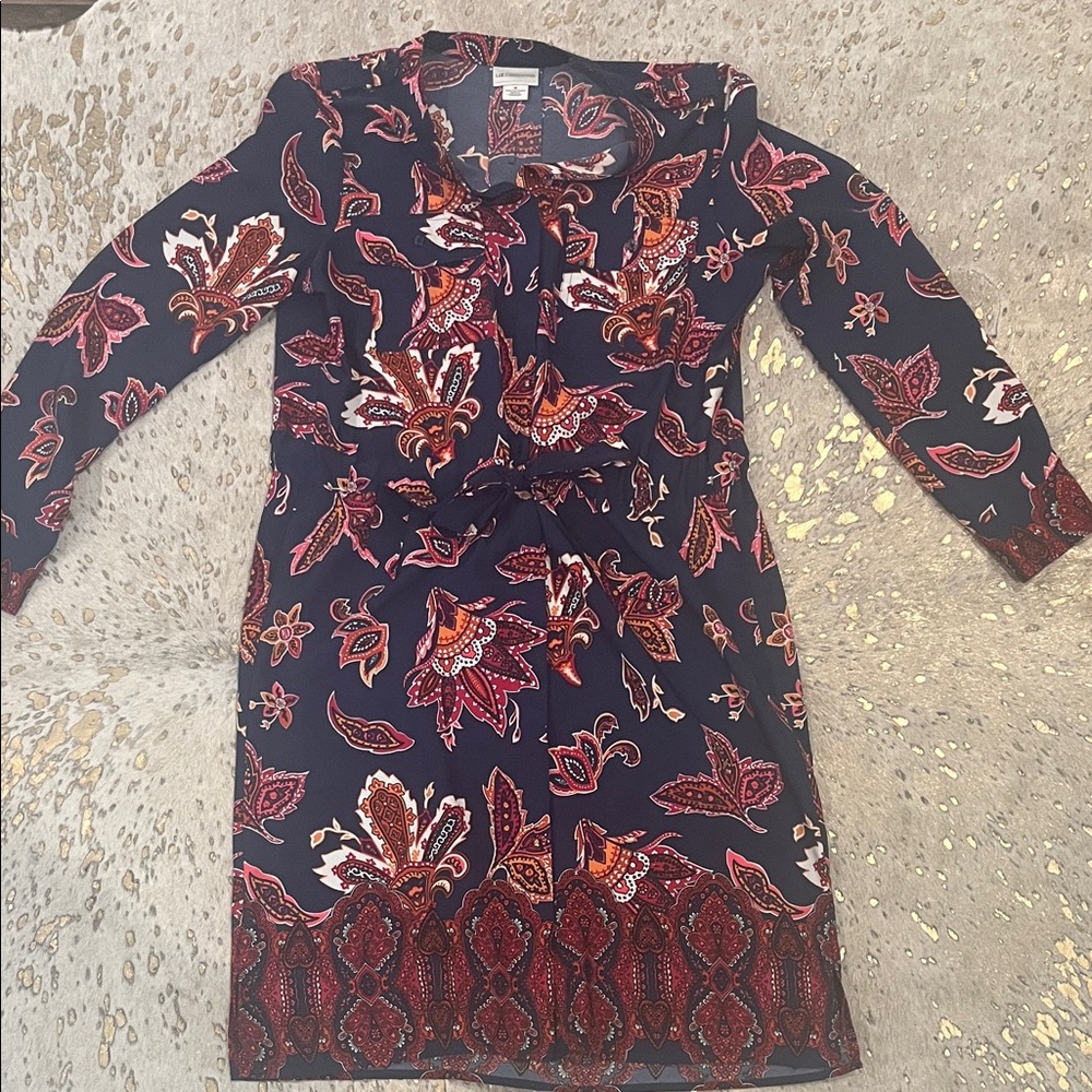 Liz Claiborne Navy and Red Paisley Dress